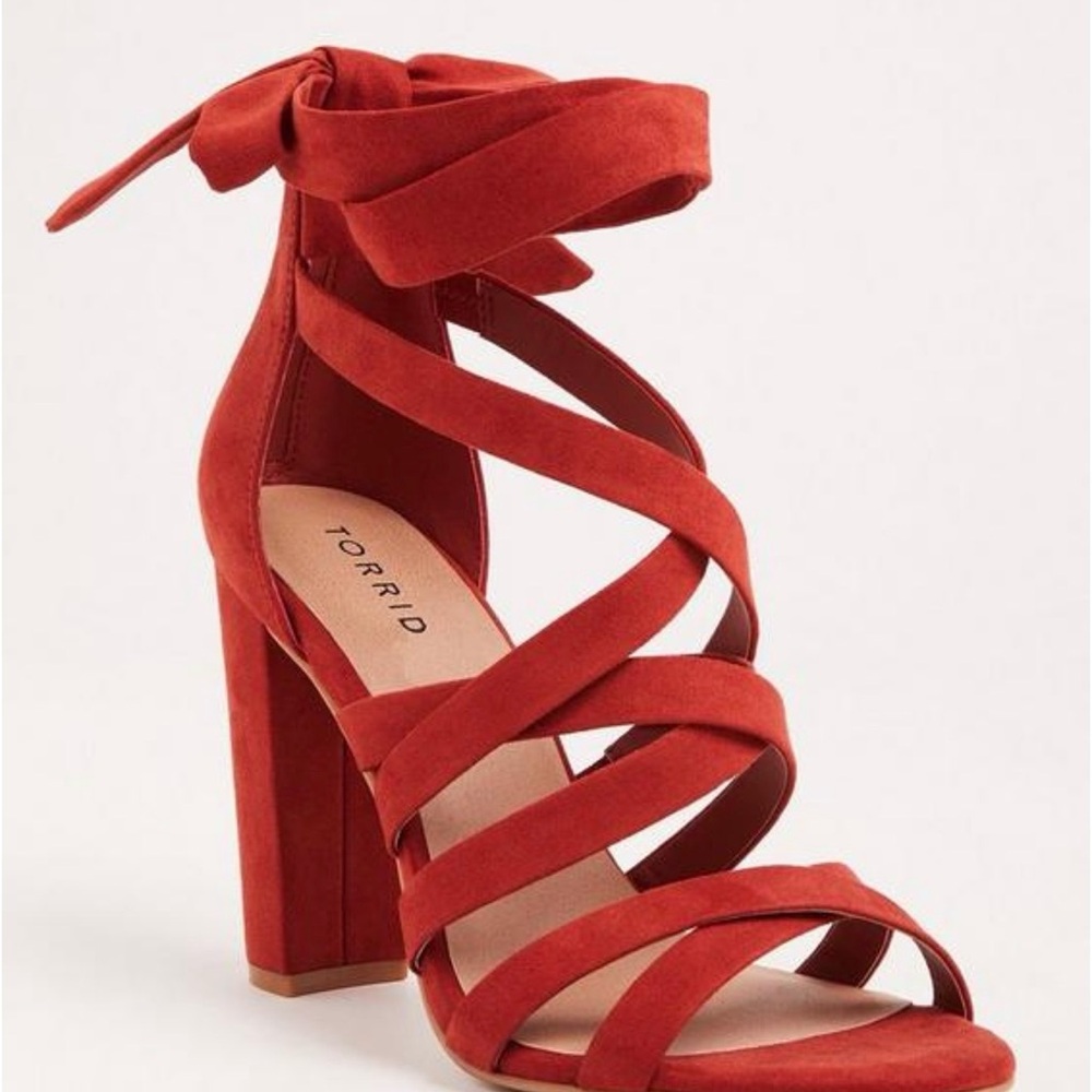 Torrid Red Suede Strappy Heels